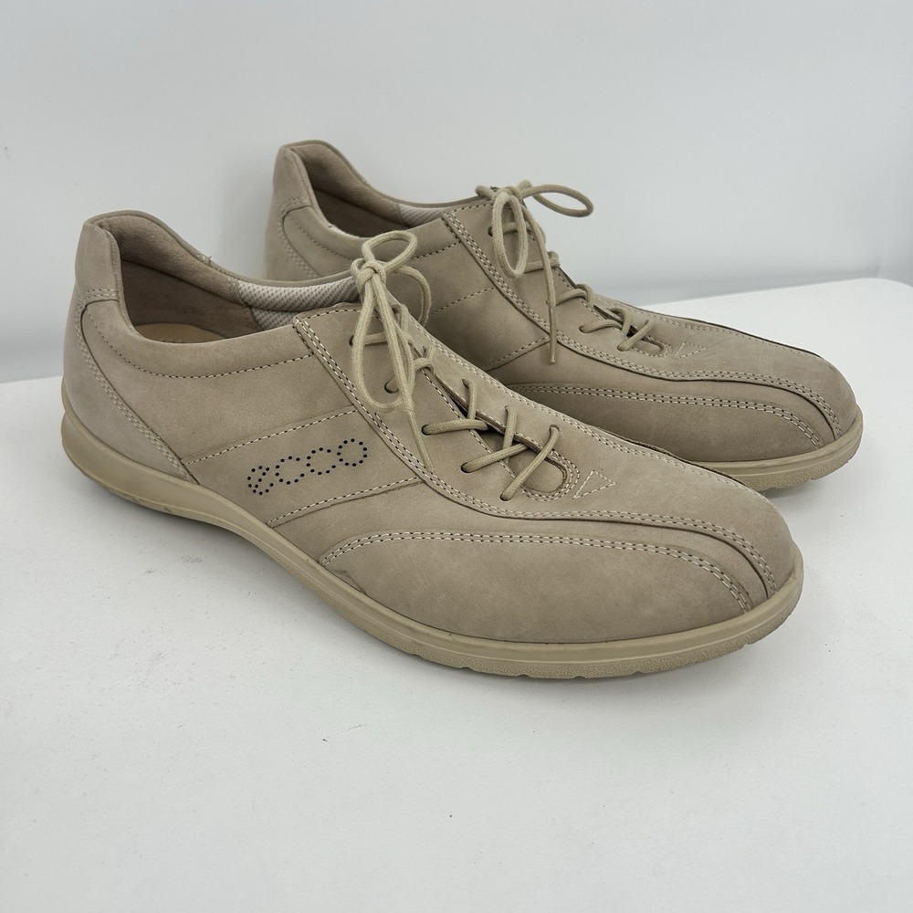 Ecco Womens Beige Suede Lace Up Sneakers Size 40 Casual Classic